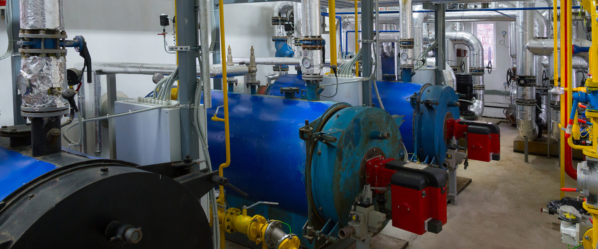 Low mass boilers lined up in a row