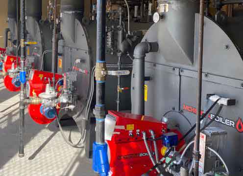 Rental commercial boilers in row in Los Angeles, CA